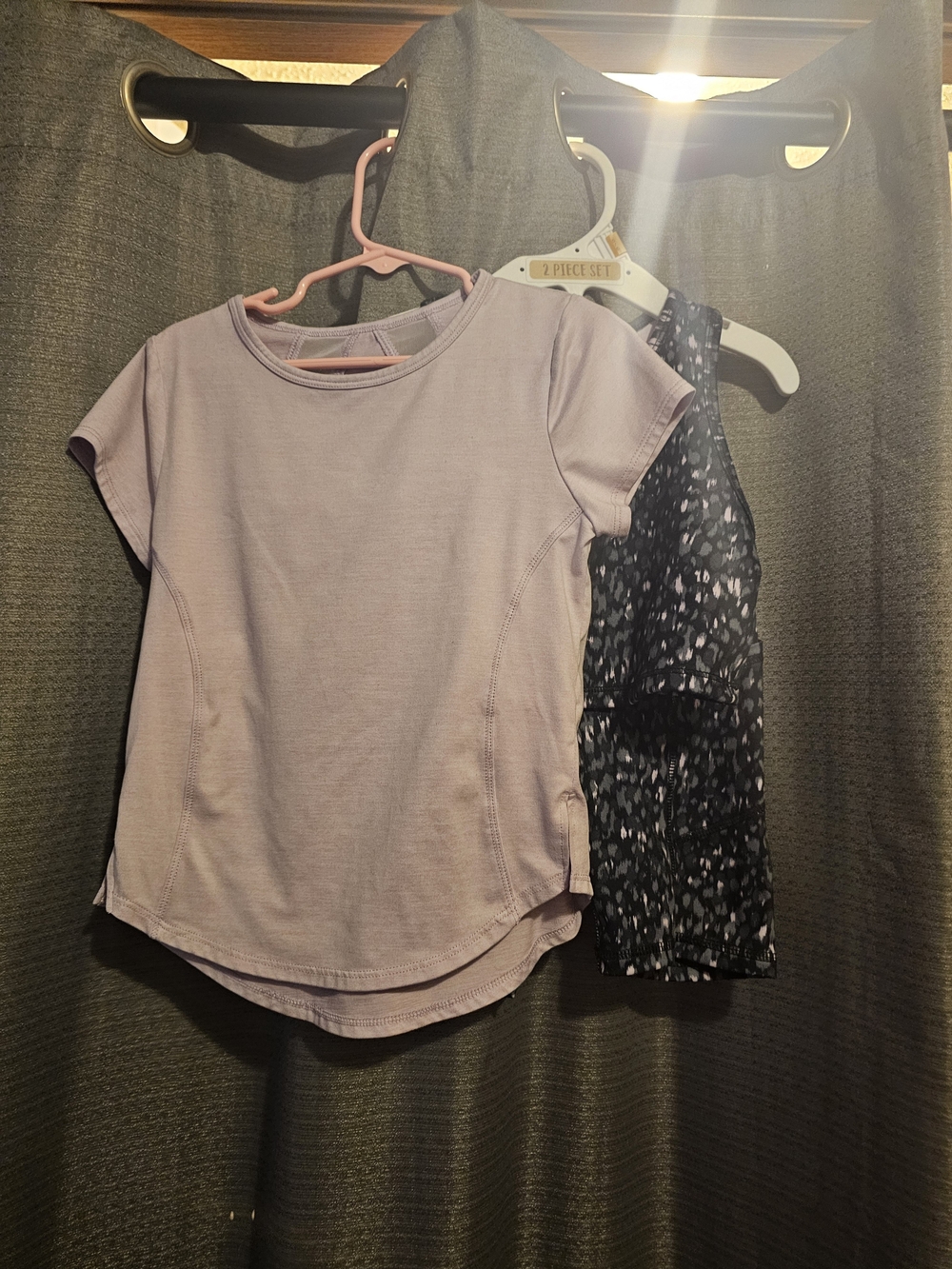 Girls' Short-Sleeve Work Out Set in Lavender - Comfortable And Casual